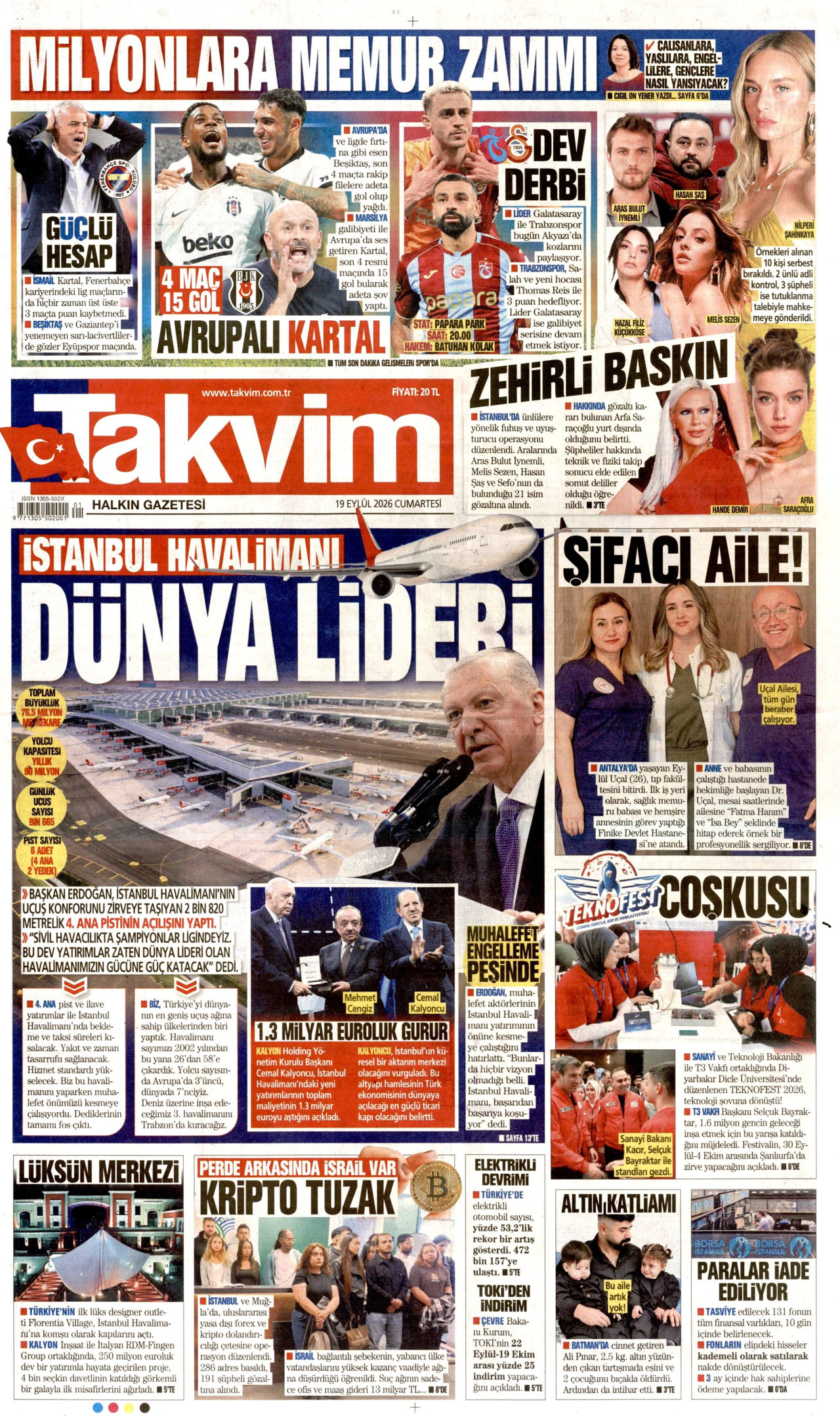 Takvim Gazetesi gazetesi manşeti