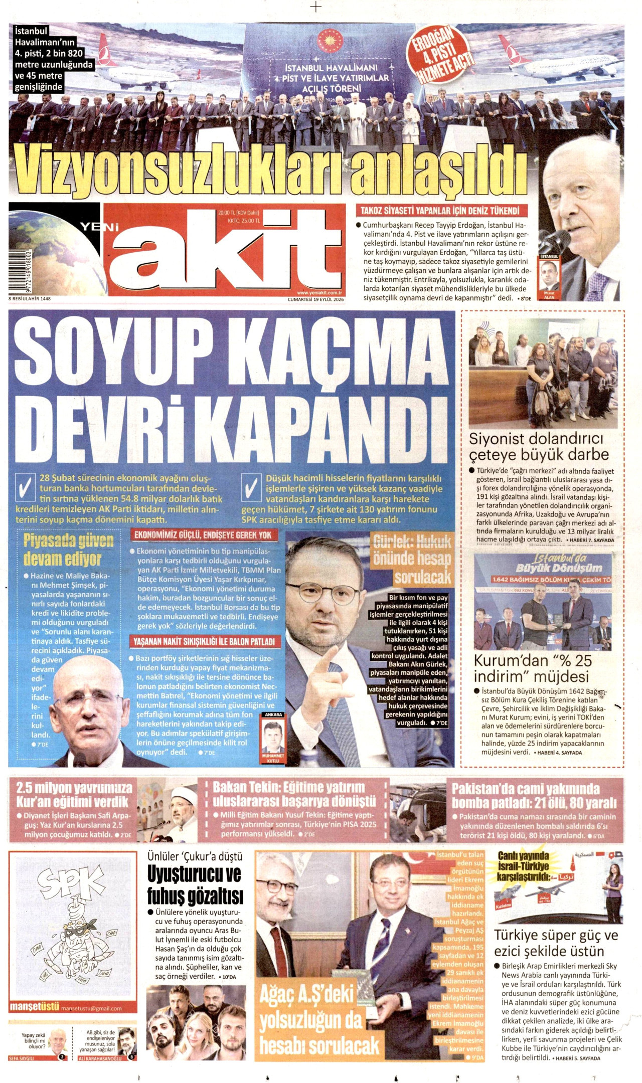 Yeni Akit Gazetesi gazetesi manşeti
